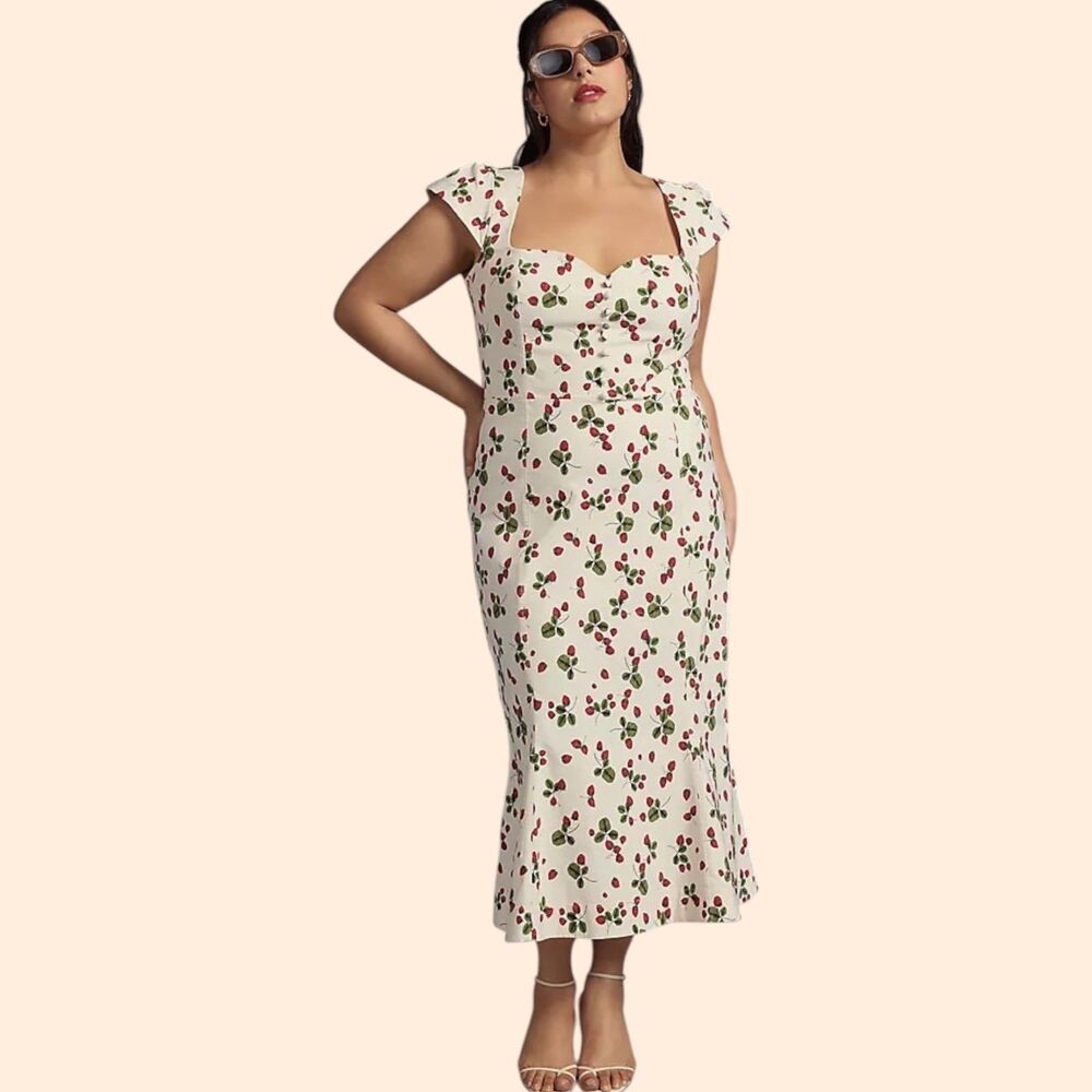 Anthropologie Cecily Strawberry Midi Dress
